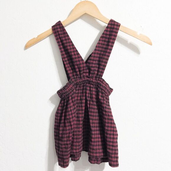 Zara Other - Zara Dress Girls 2-3 Toddler Gingham Overall Skirt Red Black Checker Plaid